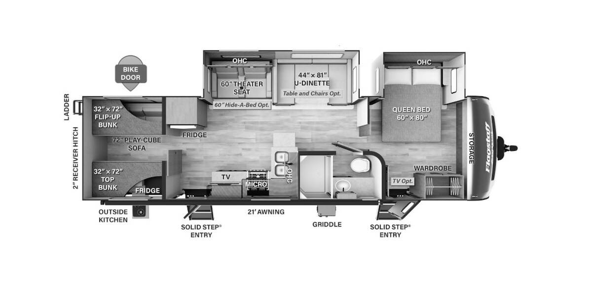 2023 Flagstaff Super Lite 29BHS Travel Trailer at Greeneway RV Sales & Service STOCK# 10811 Floor plan Layout Photo