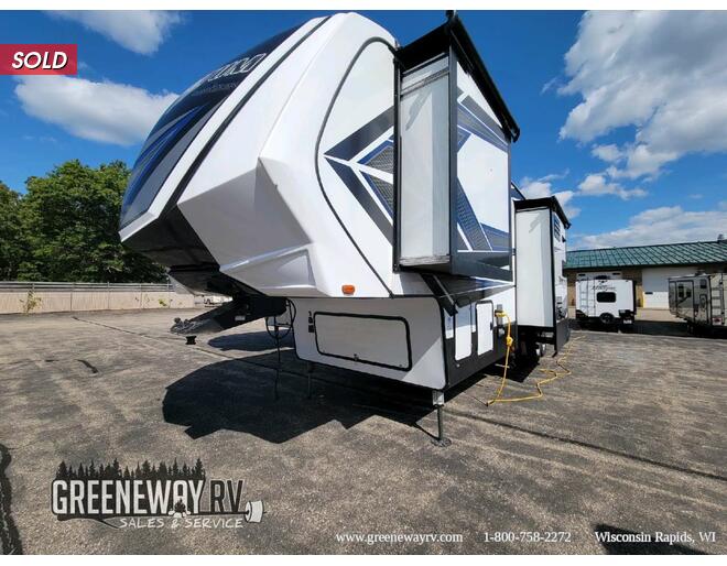 2019 Grand Design Momentum M-Class Toy Hauler 349M Fifth Wheel at Greeneway RV Sales & Service STOCK# 10961U Exterior Photo