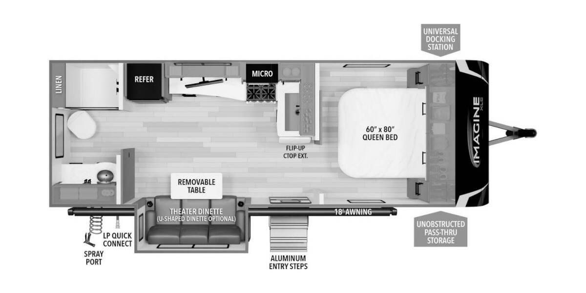 2024 Grand Design Imagine XLS 22RBE Travel Trailer at Greeneway RV Sales & Service STOCK# 11018 Floor plan Layout Photo