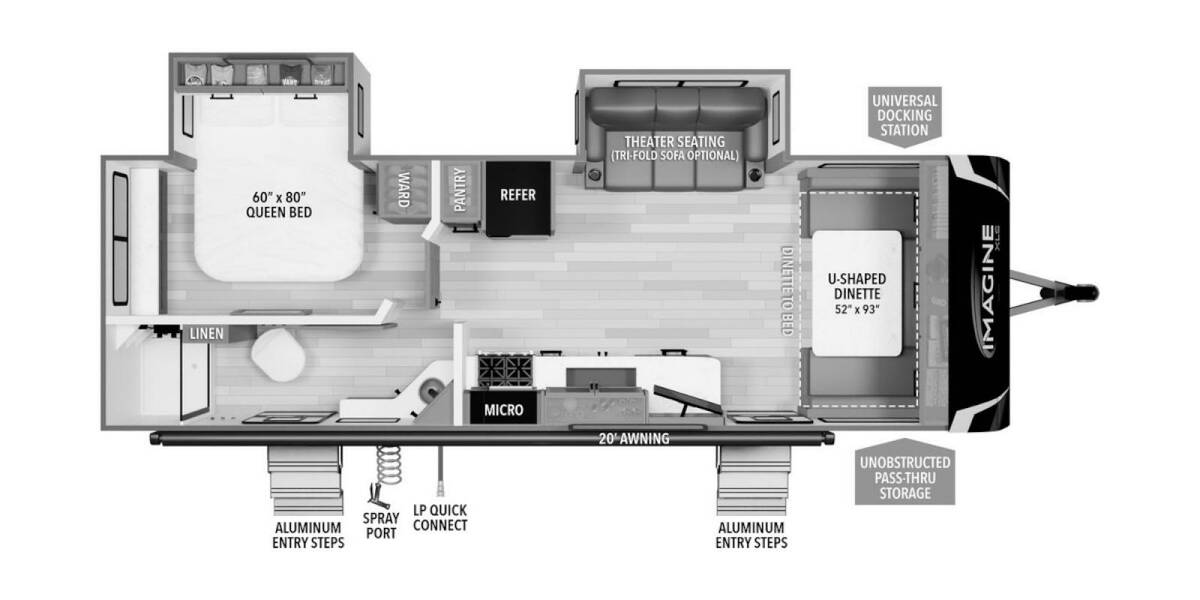 2024 Grand Design Imagine XLS 24BSE Travel Trailer at Greeneway RV Sales & Service STOCK# 11161 Floor plan Layout Photo