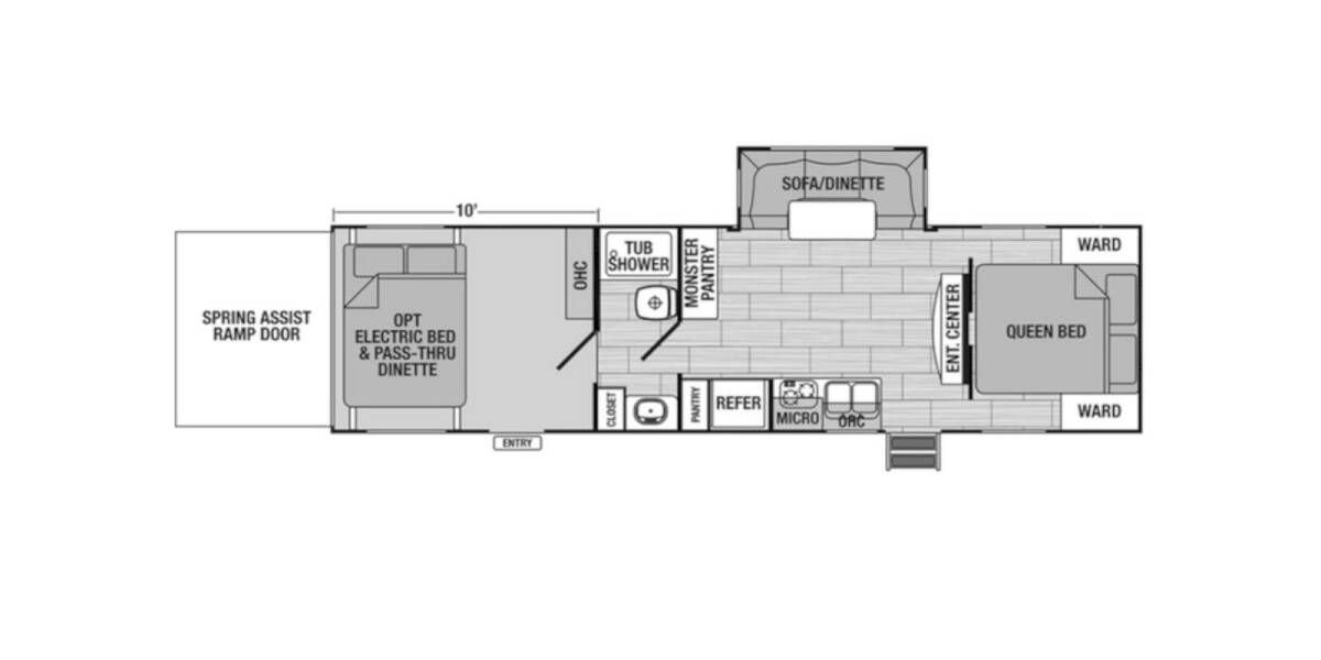 2017 XLR Hyper Lite Toy Hauler 29HFS Travel Trailer at Greeneway RV Sales & Service STOCK# 10904B Floor plan Layout Photo