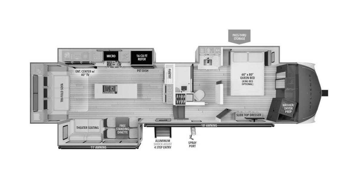 2024 Grand Design Influence 3503GK Fifth Wheel at Greeneway RV Sales & Service STOCK# 11175 Floor plan Layout Photo