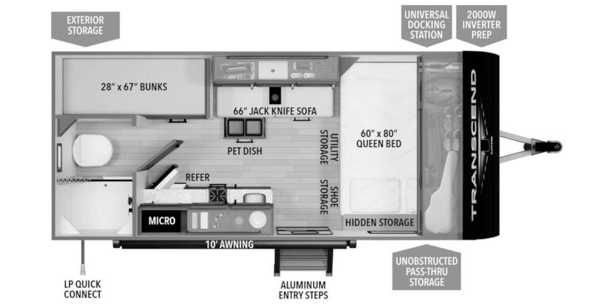 2025 Grand Design Transcend One 151BH Travel Trailer at Greeneway RV Sales & Service STOCK# 11192 Floor plan Layout Photo