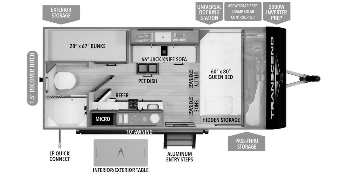 2025 Grand Design Transcend One 151BH Travel Trailer at Greeneway RV Sales & Service STOCK# 11192 Floor plan Layout Photo