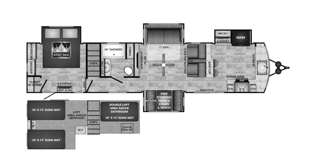 2025 CrossRoads RV Hampton Destination Trailer 388FKL Travel Trailer at Greeneway RV Sales & Service STOCK# 11196 Floor plan Layout Photo