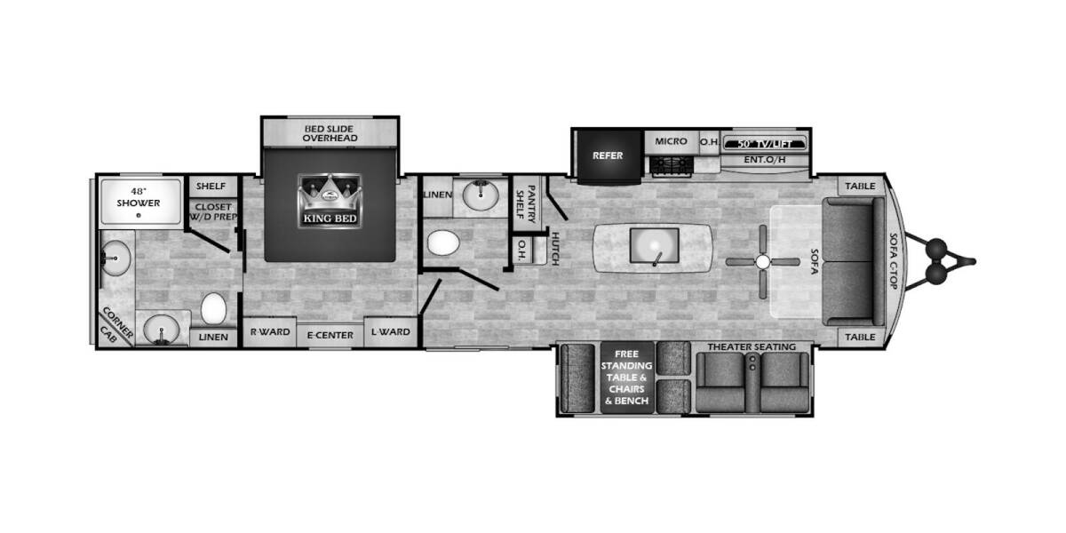 2025 CrossRoads RV Hampton Destination Trailer 372FDB Travel Trailer at Greeneway RV Sales & Service STOCK# 11202 Floor plan Layout Photo