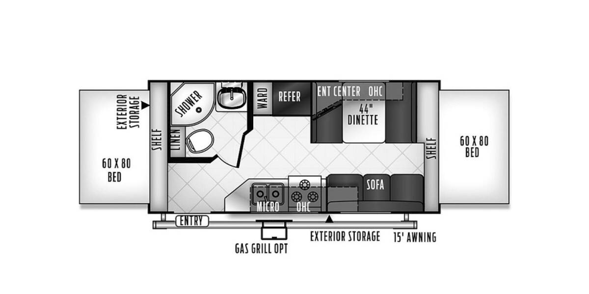 2019 Flagstaff Shamrock 19 Travel Trailer at Greeneway RV Sales & Service STOCK# 11081A Floor plan Layout Photo