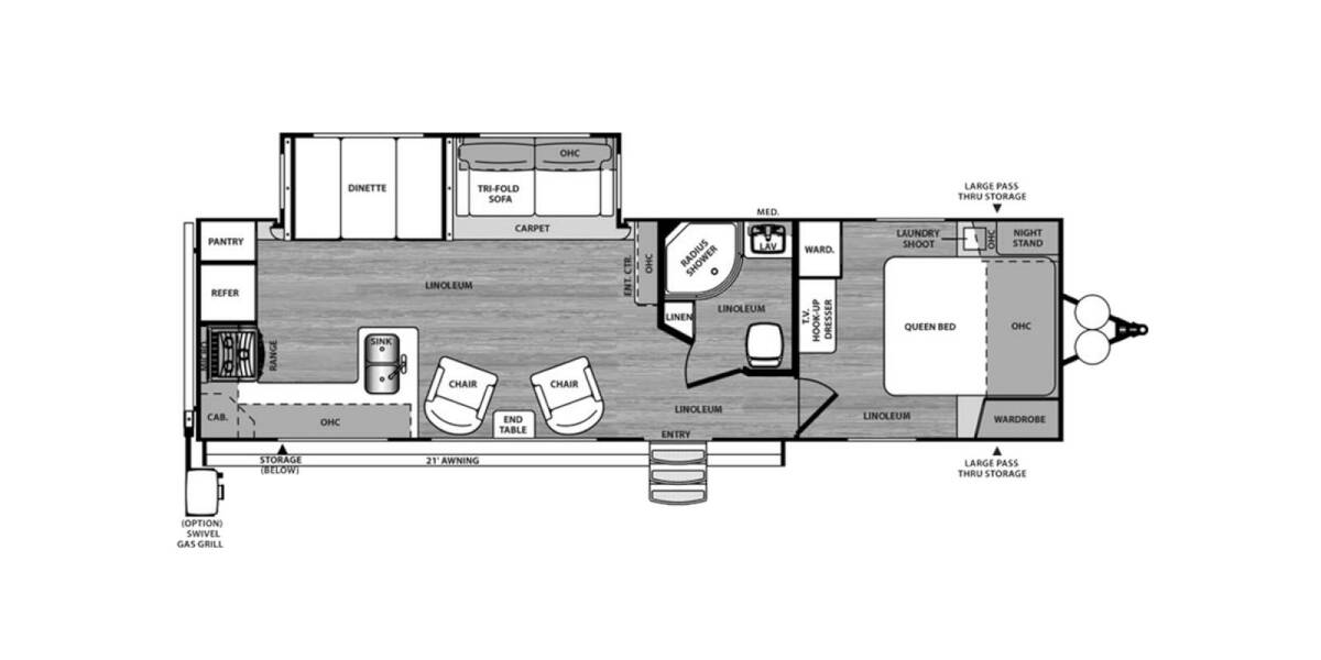 2016 Wildwood Heritage Glen 282RK Travel Trailer at Greeneway RV Sales & Service STOCK# 10708A Floor plan Layout Photo