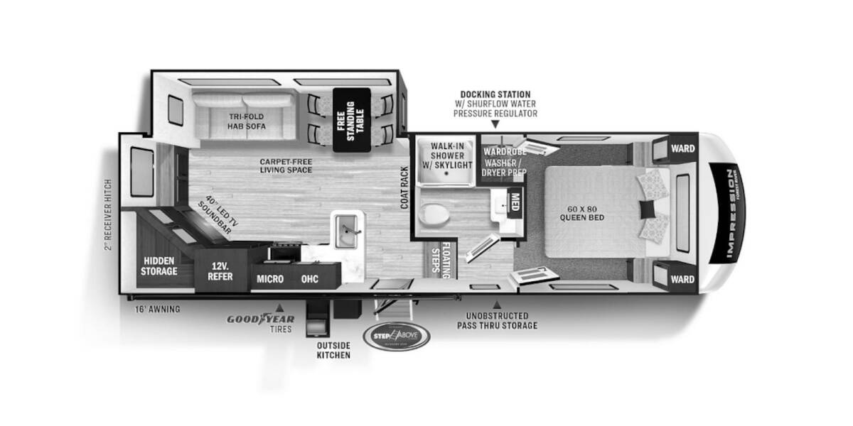 2023 Impression 240RE Fifth Wheel at Greeneway RV Sales & Service STOCK# 10624B Floor plan Layout Photo