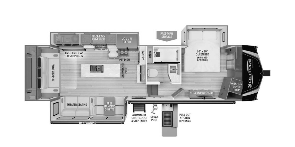 2025 Grand Design Solitude 310GK Fifth Wheel at Greeneway RV Sales & Service STOCK# 11223 Floor plan Layout Photo