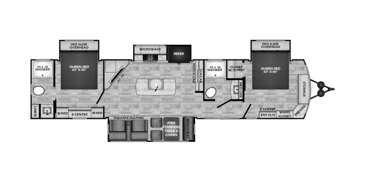 2025 CrossRoads RV Hampton Destination Trailer 378DBB Travel Trailer at Greeneway RV Sales & Service STOCK# 11234 Floor plan Layout Photo