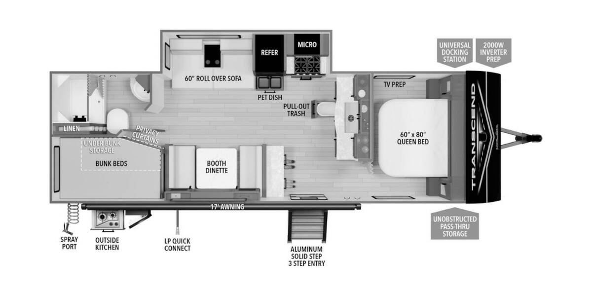 2025 Grand Design Transcend Xplor 26BHX Travel Trailer at Greeneway RV Sales & Service STOCK# 11239 Floor plan Layout Photo