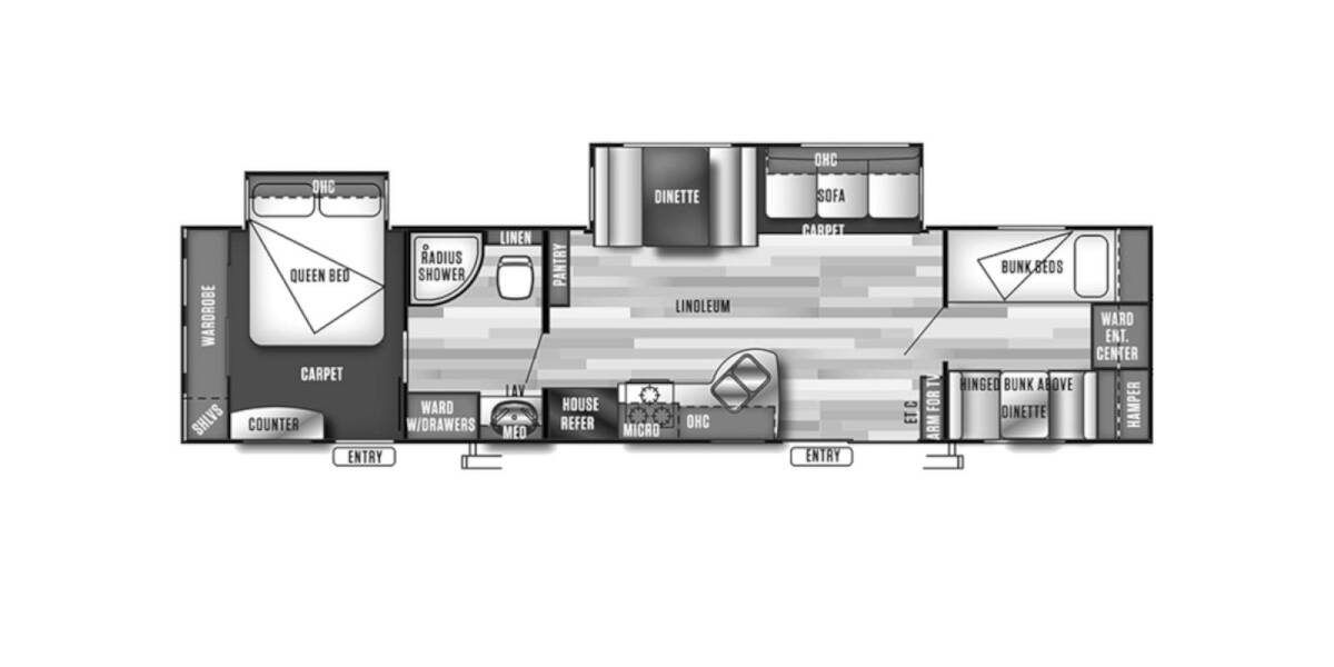 2018 Salem 36BHBS Travel Trailer at Greeneway RV Sales & Service STOCK# 11157B Floor plan Layout Photo