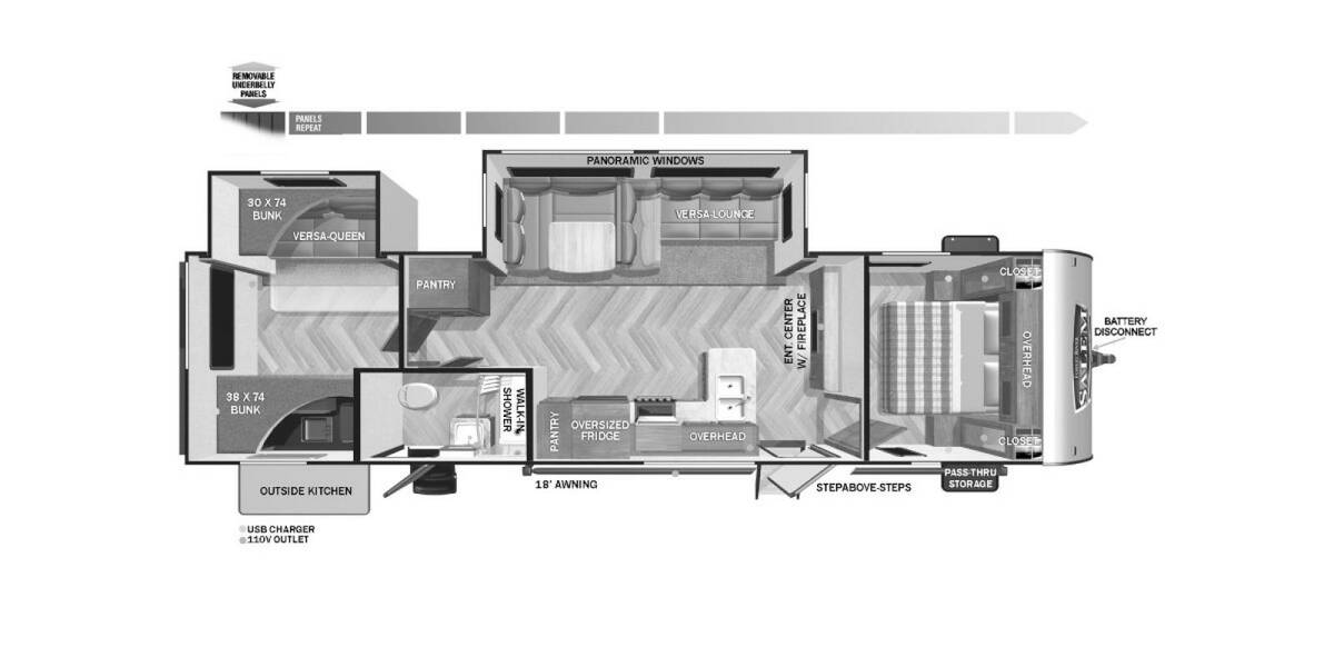 2022 Salem 32BHDS Travel Trailer at Greeneway RV Sales & Service STOCK# 11175A Floor plan Layout Photo