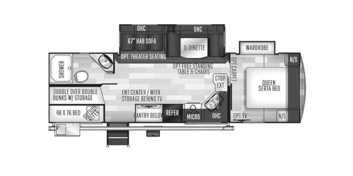 2019 Flagstaff Super Lite 27BHWS Travel Trailer at Greeneway RV Sales & Service STOCK# 10827A Floor plan Layout Photo