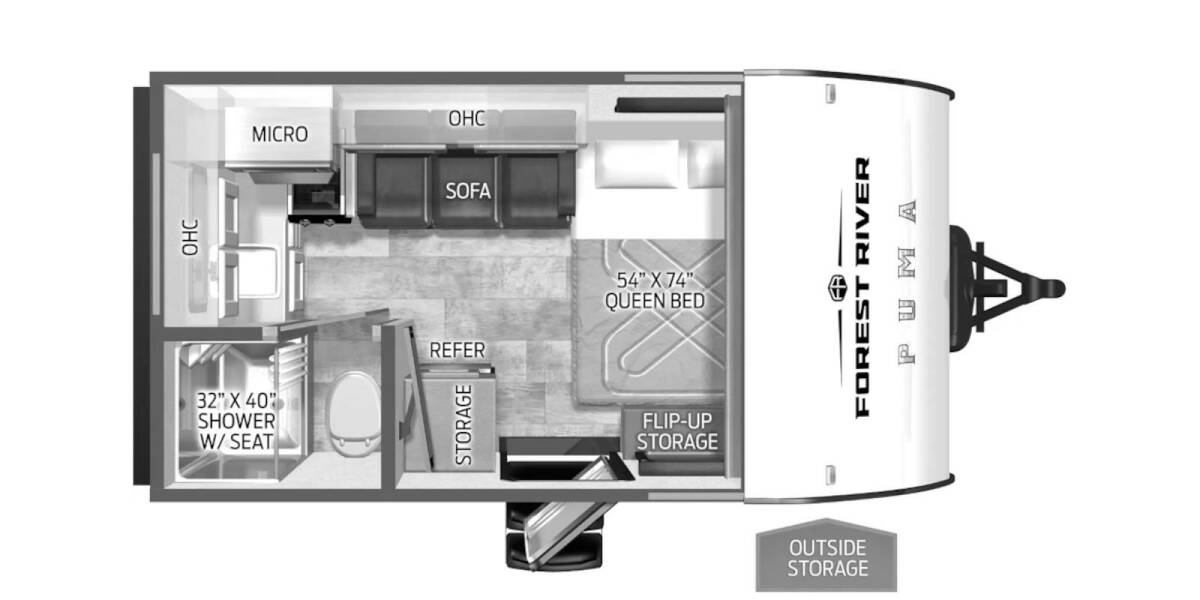 2025 Palomino Puma Camping Edition 121RKCE Travel Trailer at Greeneway RV Sales & Service STOCK# 11262 Floor plan Layout Photo