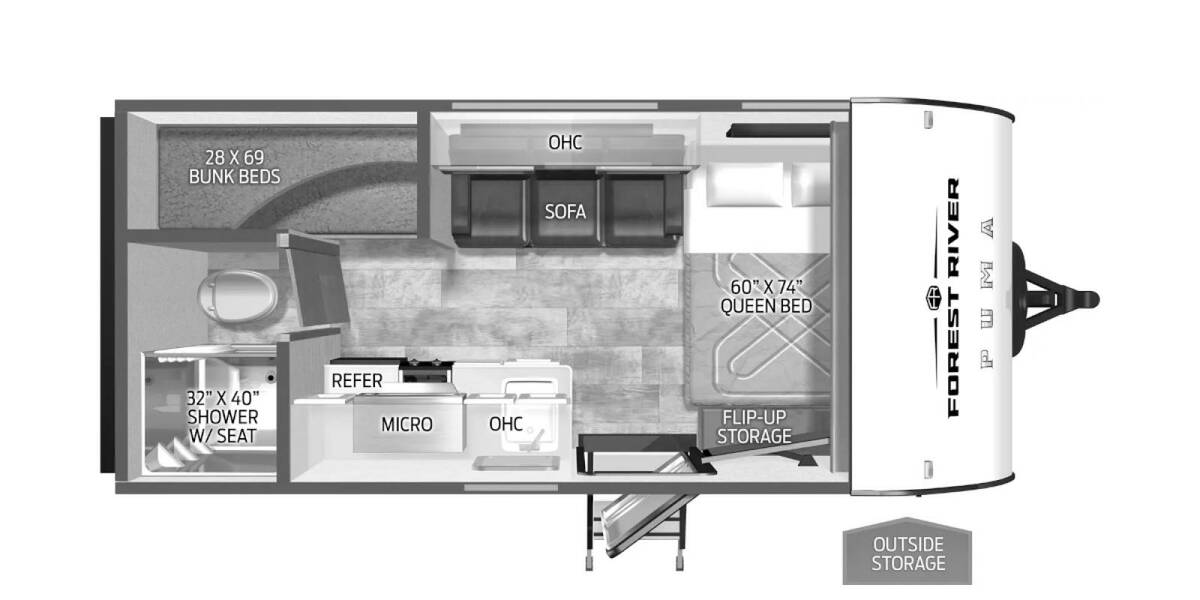 2025 Palomino Puma Camping Edition 16BHCE Travel Trailer at Greeneway RV Sales & Service STOCK# 11263 Floor plan Layout Photo