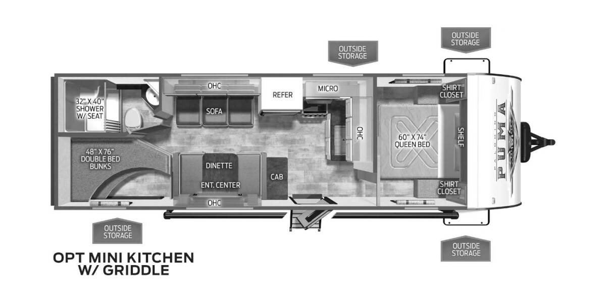 2025 Palomino Puma Camping Edition 283BHCE Travel Trailer at Greeneway RV Sales & Service STOCK# 11264 Floor plan Layout Photo