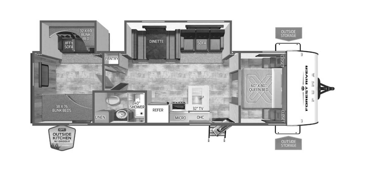 2025 Palomino Puma Camping Edition 305BHCE Travel Trailer at Greeneway RV Sales & Service STOCK# 11266 Floor plan Layout Photo