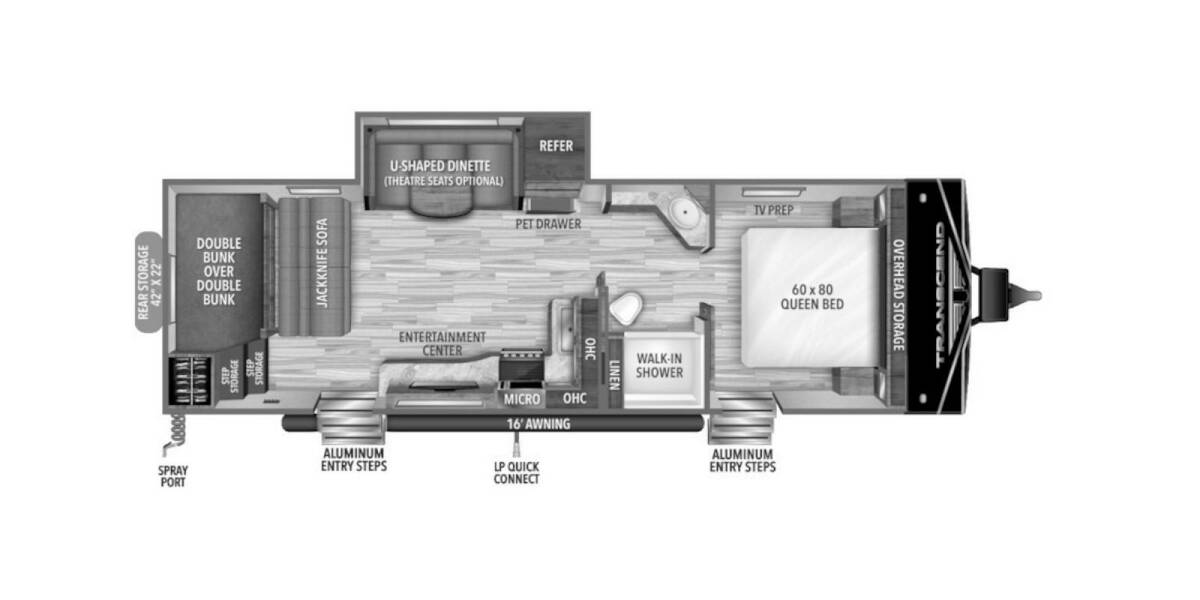 2021 Grand Design Transcend Xplor 265BH Travel Trailer at Greeneway RV Sales & Service STOCK# 11094A Floor plan Layout Photo