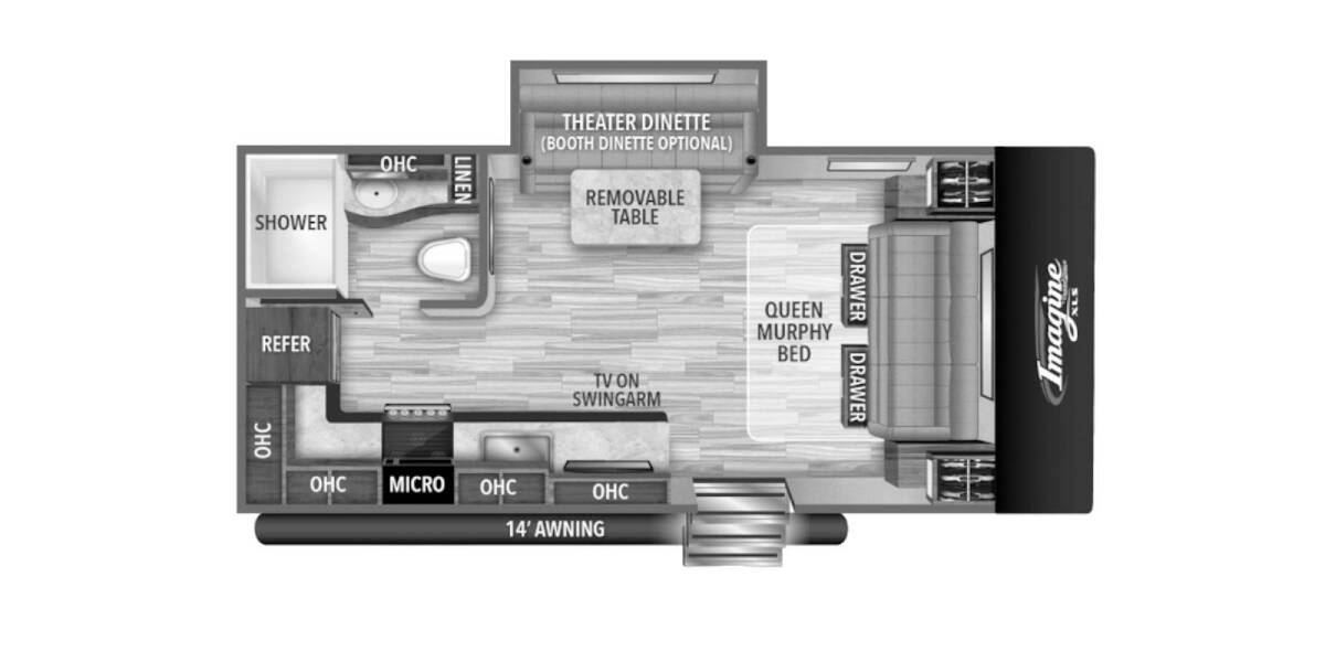 2021 Grand Design Imagine XLS 17MKE Travel Trailer at Greeneway RV Sales & Service STOCK# 11015A Floor plan Layout Photo