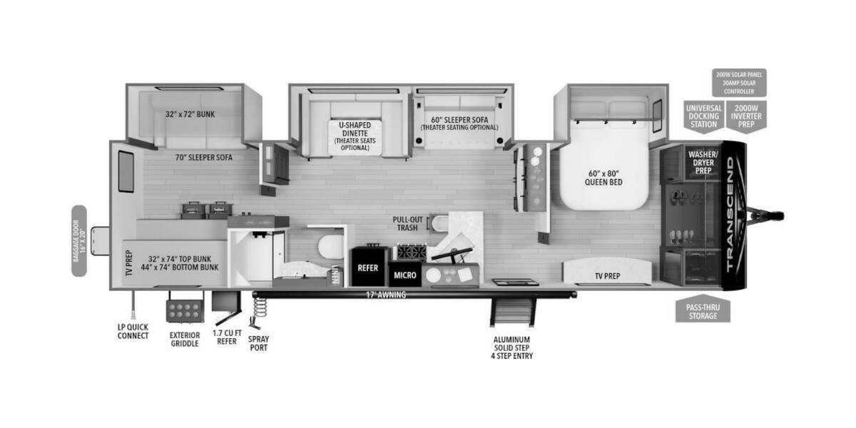 2025 Grand Design Transcend 335BHT Travel Trailer at Greeneway RV Sales & Service STOCK# 11277 Floor plan Layout Photo