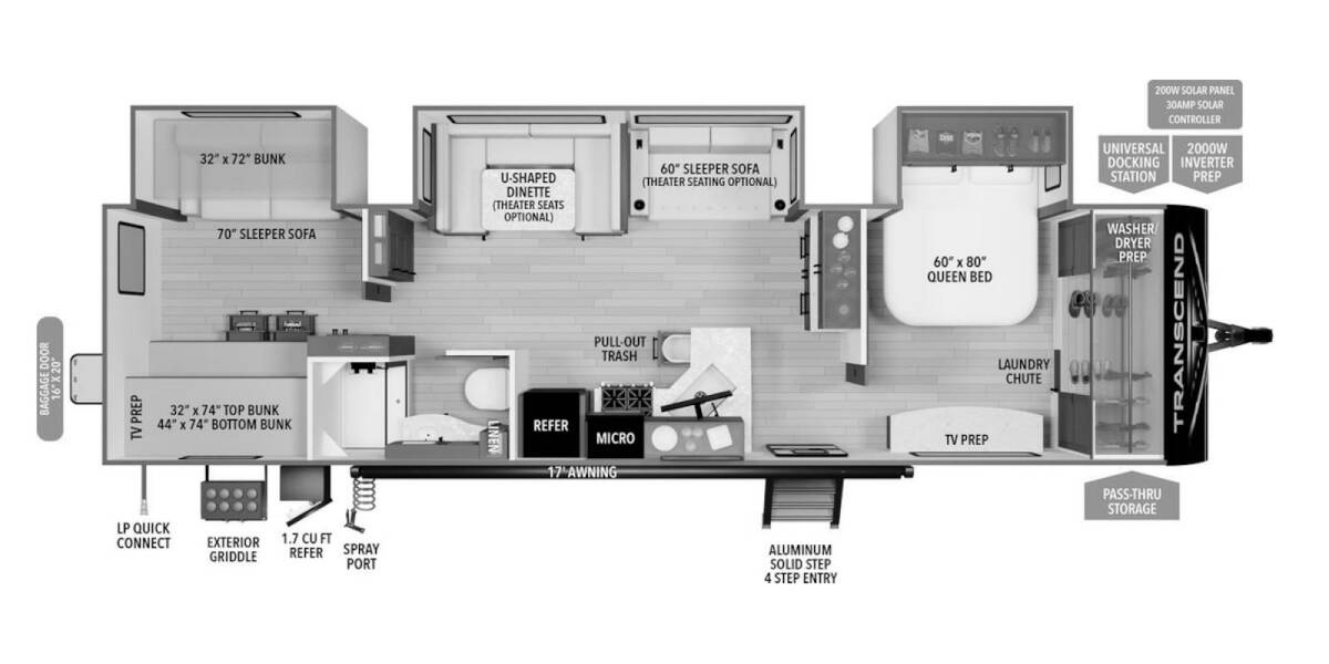 2025 Grand Design Transcend 335BHT Travel Trailer at Greeneway RV Sales & Service STOCK# 11277 Floor plan Layout Photo