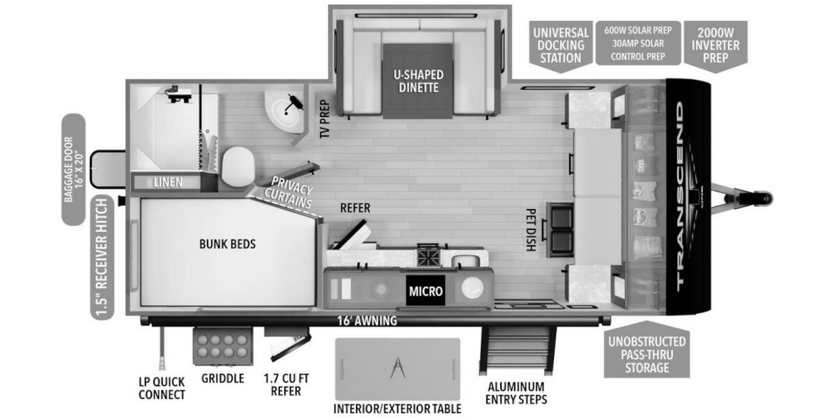 2025 Grand Design Transcend One 161BH Travel Trailer at Greeneway RV Sales & Service STOCK# 11279 Floor plan Layout Photo