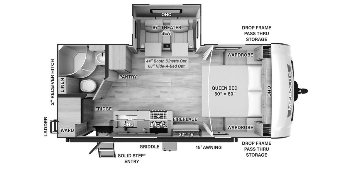 2025 Flagstaff Micro Lite 22FBS Travel Trailer at Greeneway RV Sales & Service STOCK# 11291 Floor plan Layout Photo