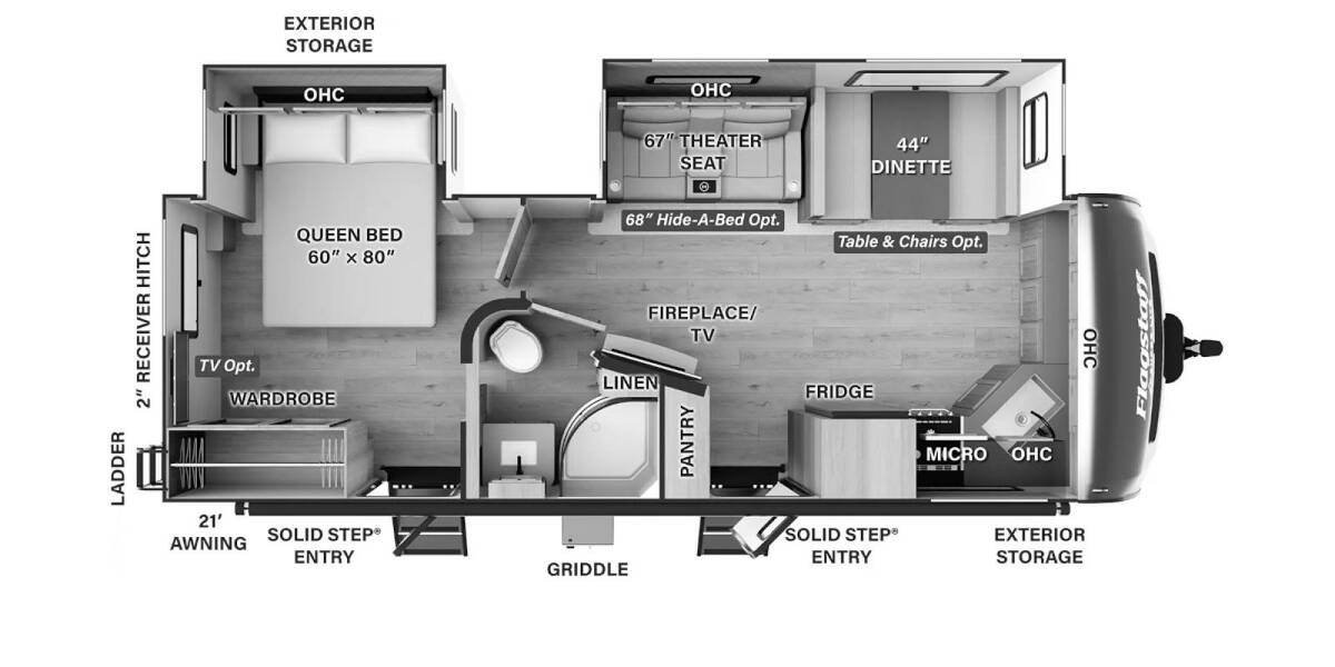 2025 Flagstaff Super Lite 26FKBS Travel Trailer at Greeneway RV Sales & Service STOCK# 11292 Floor plan Layout Photo