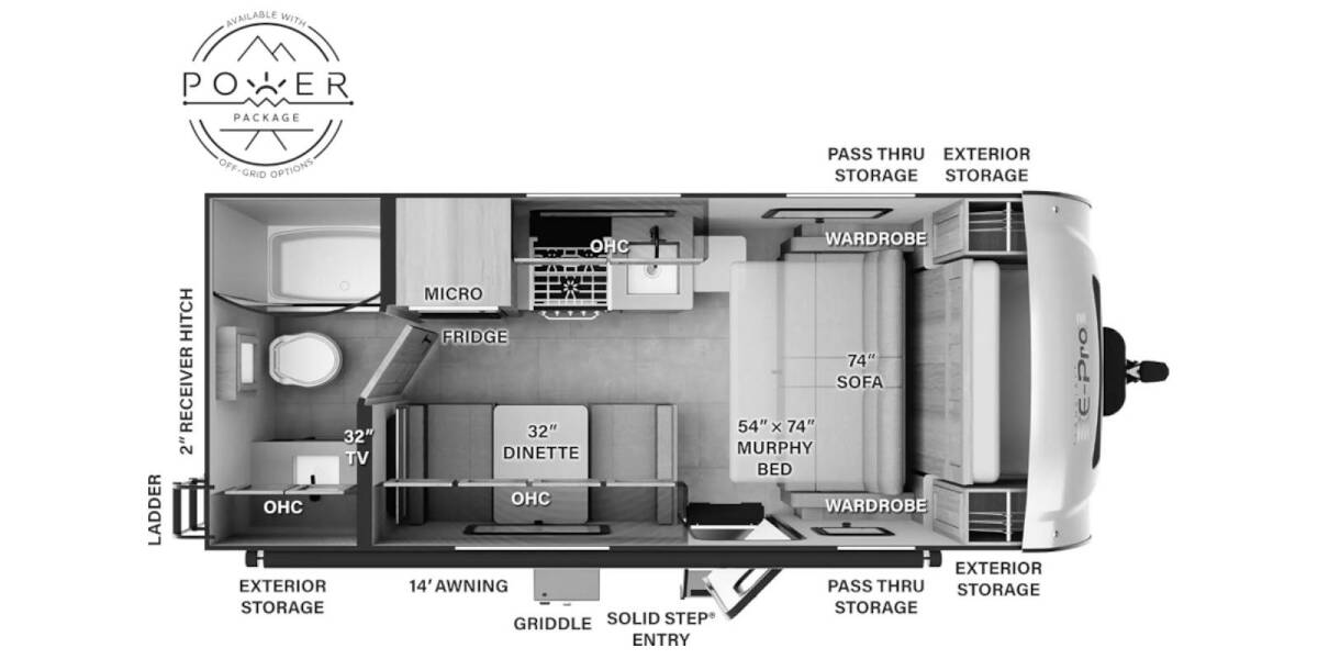 2025 Flagstaff E-Pro 19FD Travel Trailer at Greeneway RV Sales & Service STOCK# 11297 Floor plan Layout Photo