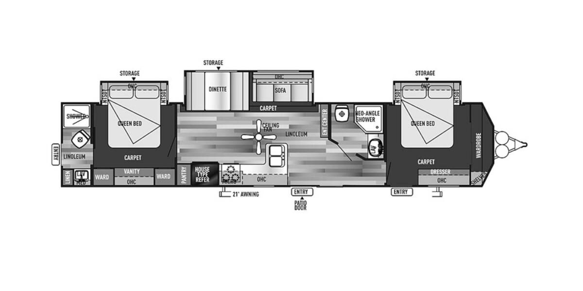 2015 Wildwood DLX 4002Q Travel Trailer at Greeneway RV Sales & Service STOCK# 11236A Floor plan Layout Photo