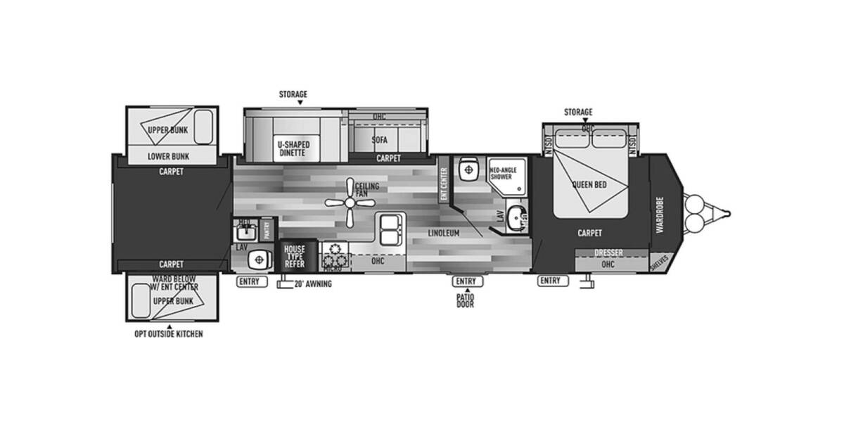 2015 Wildwood DLX 402QBQ Travel Trailer at Greeneway RV Sales & Service STOCK# 11236A Floor plan Layout Photo