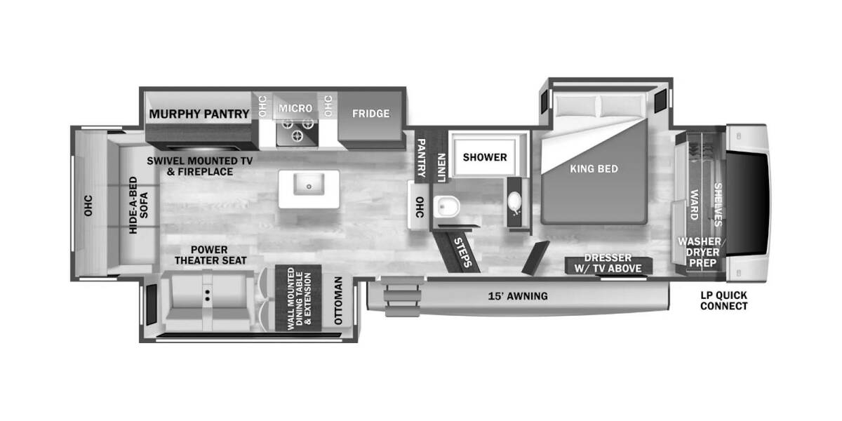 2025 Cedar Creek Experience 29RL Fifth Wheel at Greeneway RV Sales & Service STOCK# 11301 Floor plan Layout Photo