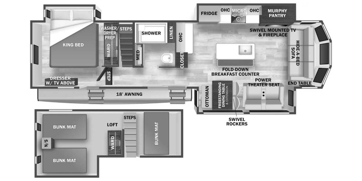 2025 Cedar Creek Cottage 40CDL Travel Trailer at Greeneway RV Sales & Service STOCK# 11302 Floor plan Layout Photo