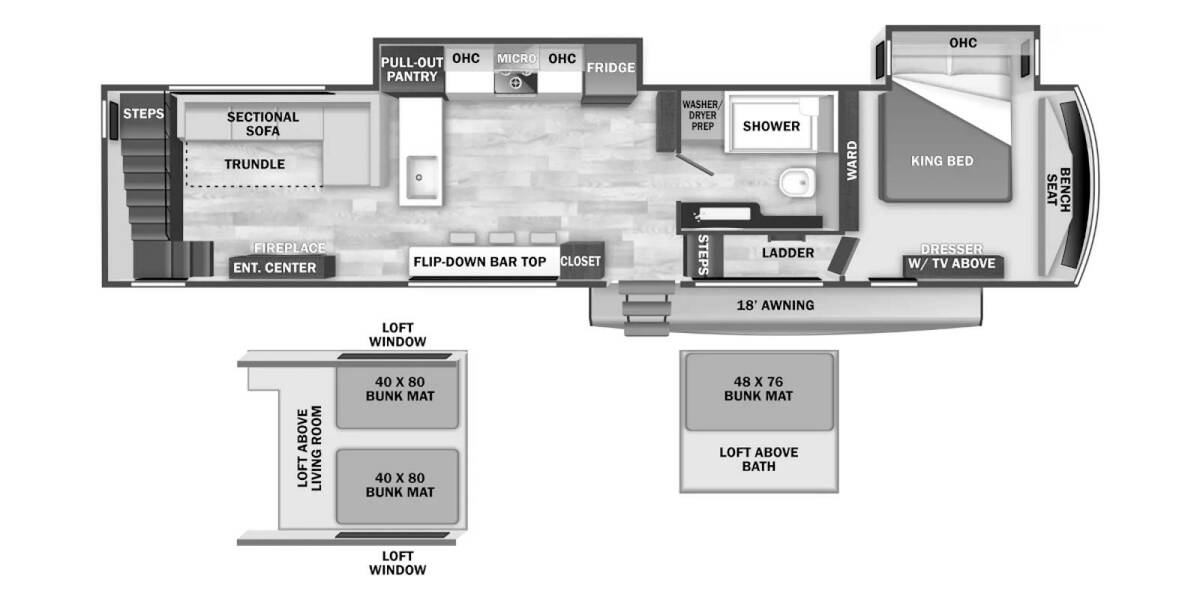 2025 Cedar Creek Cottage Destination Fifth Wheel 41FWC Fifth Wheel at Greeneway RV Sales & Service STOCK# 11303 Floor plan Layout Photo