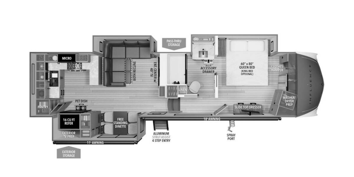 2025 Grand Design Influence 3203GK Fifth Wheel at Greeneway RV Sales & Service STOCK# 11305 Floor plan Layout Photo