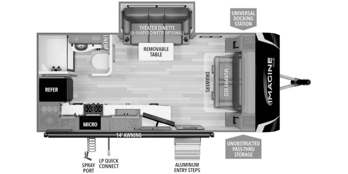 2024 Grand Design Imagine XLS 17MKE Travel Trailer at Greeneway RV Sales & Service STOCK# 11166A Floor plan Layout Photo