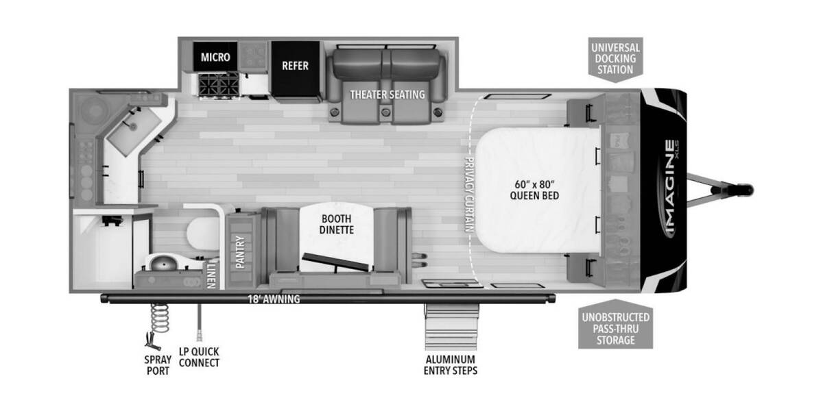 2025 Grand Design Imagine XLS 22MLE Travel Trailer at Greeneway RV Sales & Service STOCK# 11309 Floor plan Layout Photo