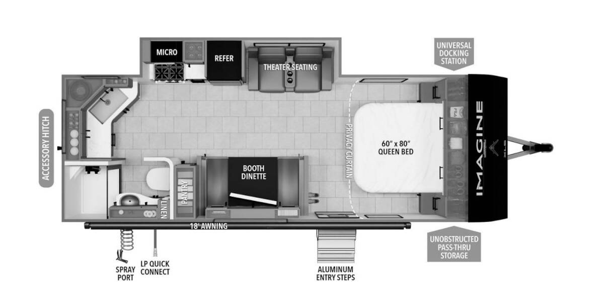 2025 Grand Design Imagine XLS 22MLE Travel Trailer at Greeneway RV Sales & Service STOCK# 11309 Floor plan Layout Photo