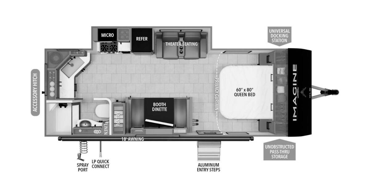 2025 Grand Design Imagine XLS 22MLE Travel Trailer at Greeneway RV Sales & Service STOCK# 11309 Floor plan Layout Photo