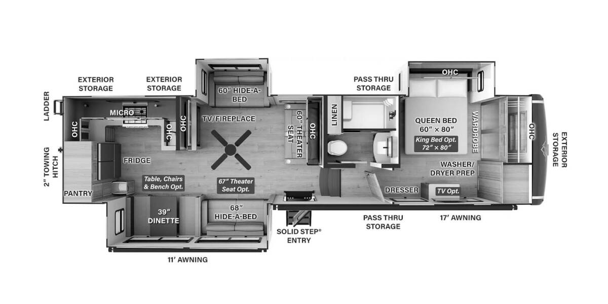 2025 Flagstaff Classic 371RK Fifth Wheel at Greeneway RV Sales & Service STOCK# 11312 Floor plan Layout Photo