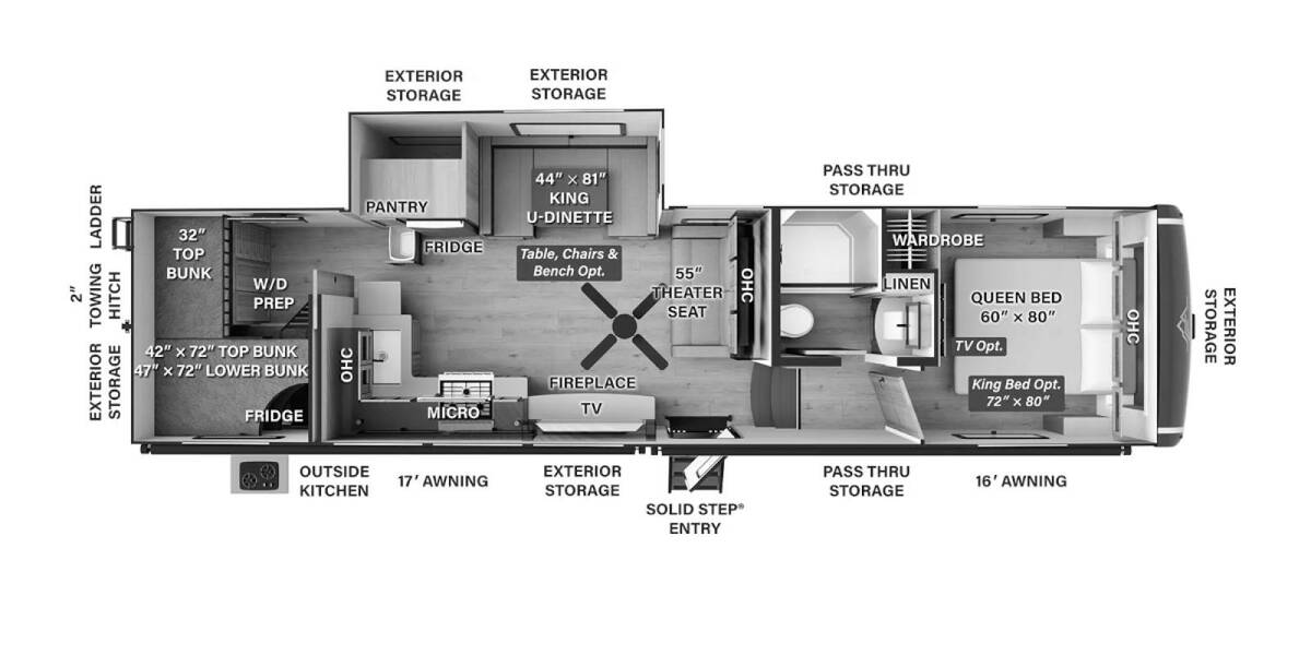 2025 Flagstaff Classic 374DBH Fifth Wheel at Greeneway RV Sales & Service STOCK# 11319 Floor plan Layout Photo