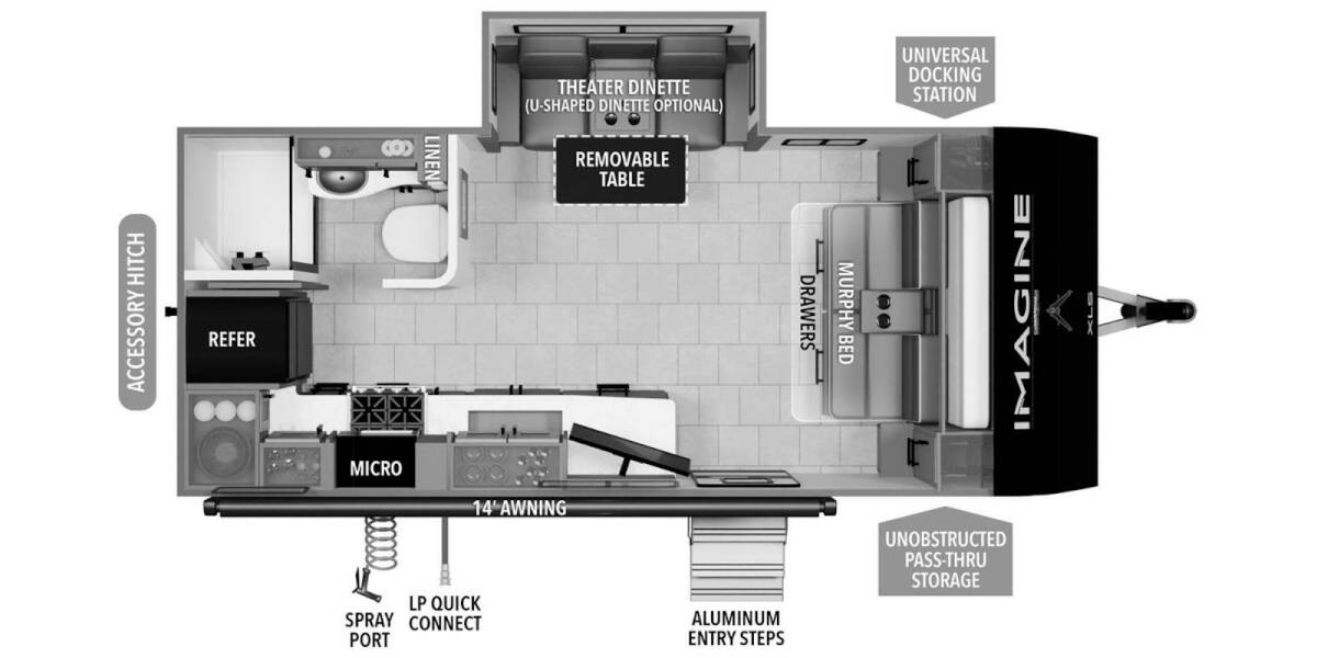 2025 Grand Design Imagine XLS 17MKE Travel Trailer at Greeneway RV Sales & Service STOCK# 11323 Floor plan Layout Photo