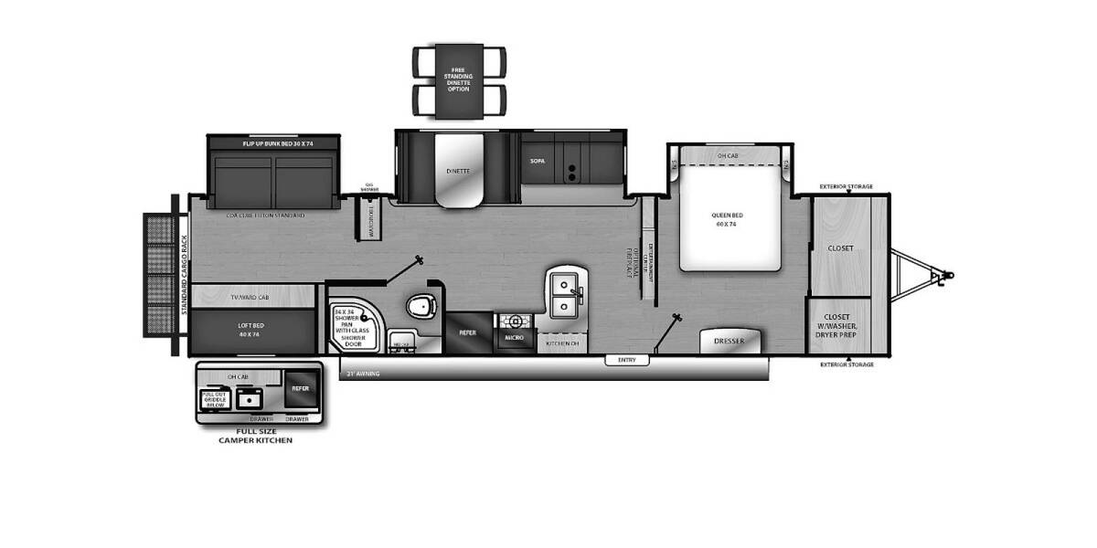 2022 Coachmen Catalina Legacy Edition 343BHTS Travel Trailer at Greeneway RV Sales & Service STOCK# 11314A Floor plan Layout Photo