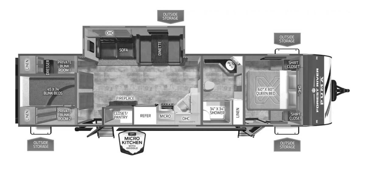 2025 Palomino Puma 337BH Travel Trailer at Greeneway RV Sales & Service STOCK# 11327 Floor plan Layout Photo